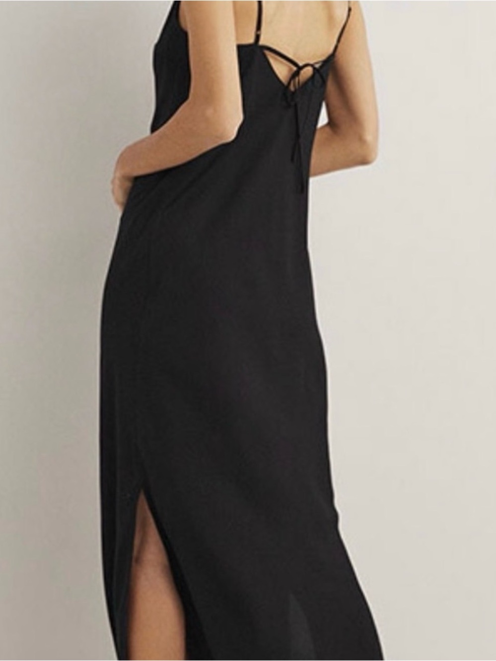 Boden Black Tie-Back Slip Maxi Dress